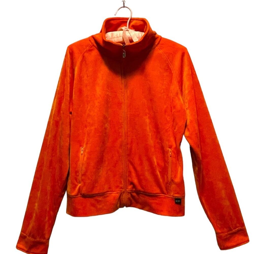 BCBG MaxAzria Vintage Orange Velour Zip Cover Jacket size Large